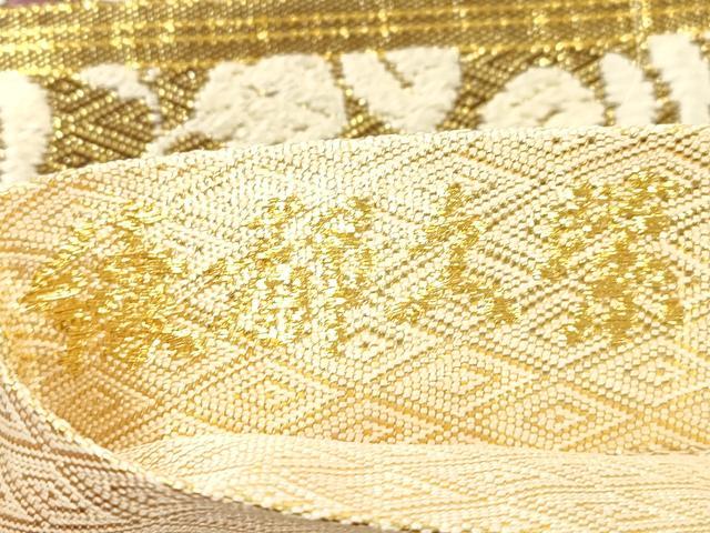 平和屋着物●佐賀錦 六通柄袋帯 唐織 綾都久紫 桧扇能衣秋草文 金糸 正絹 逸品 CABM7931dy