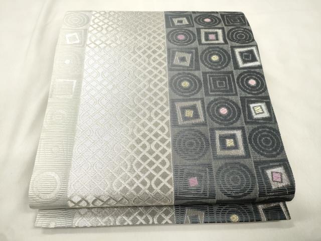 平和屋着物●西陣 京の名門 じゅらく謹製 帝王紫 六通柄袋帯 幾何学文 さが美扱い 正絹 逸品 CABM7935dy