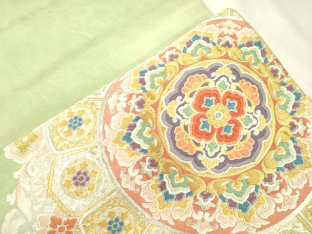 平和屋着物●太鼓柄 本袋帯 唐織 正倉院花文 金銀糸 正絹 逸品 CABM7938dy