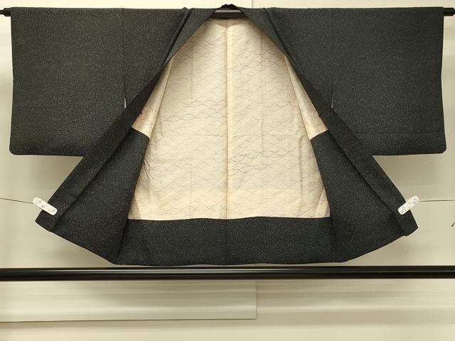 平和屋着物#羽織 枝葉文 たたき染め 黒地 金糸 正絹 逸品 CABM8077in