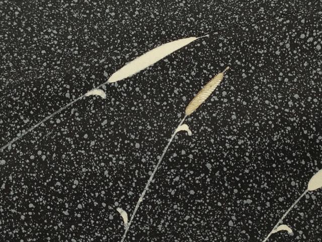 平和屋着物#羽織 枝葉文 たたき染め 黒地 金糸 正絹 逸品 CABM8077in