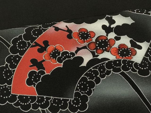 平和屋着物#羽織 刺繍 遠山地紙花文 黒地 金糸 正絹 逸品 CABM8089in