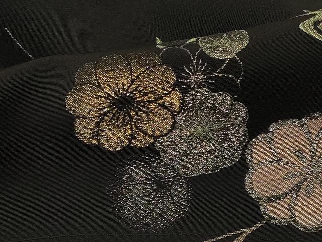 平和屋着物#羽織 寿光織 枝花文 黒地 金銀糸 正絹 逸品 CABM8099in