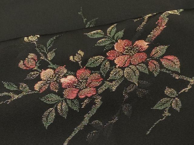平和屋着物#羽織 寿光織 枝花文 黒地 金糸 正絹 逸品 CABM8102in