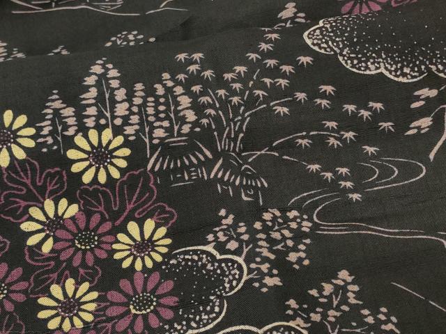平和屋着物#羽織 紬地 型染め 雲取り風景花文 正絹 逸品 CABM8138in