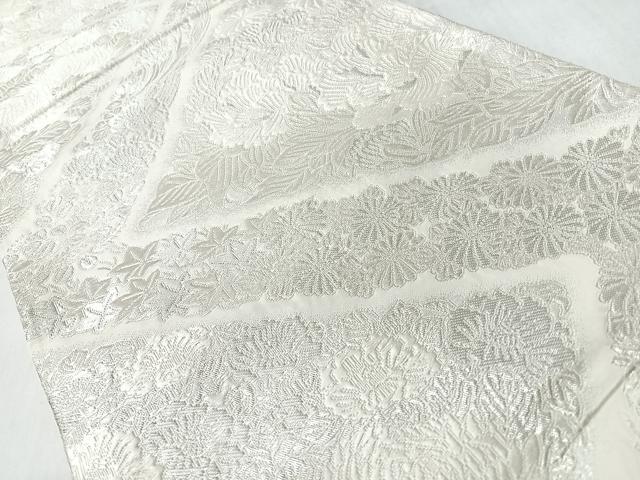 平和屋着物◎六通柄袋帯 唐織 草花文 銀糸 正絹 逸品 CABM8409nb