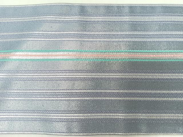 平和屋着物◎九寸名古屋帯 縞 銀糸 正絹 逸品 CABM8428nb
