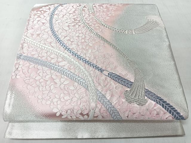 平和屋着物◎西陣 橋本織文謹製 六通柄袋帯 銀つづれ 舞花文 銀糸 証紙付き 正絹 逸品 CABM8452nb