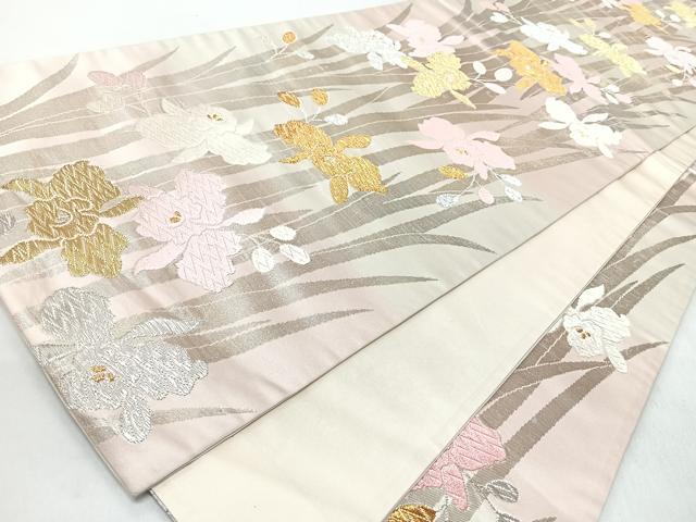平和屋着物◎六通柄袋帯 唐織 草花文 金銀糸 正絹 逸品 CABM8459nb