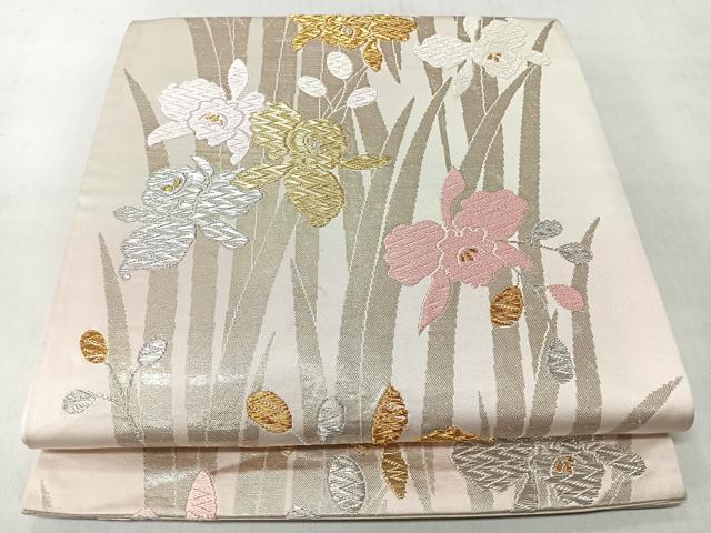 平和屋着物◎六通柄袋帯 唐織 草花文 金銀糸 正絹 逸品 CABM8459nb