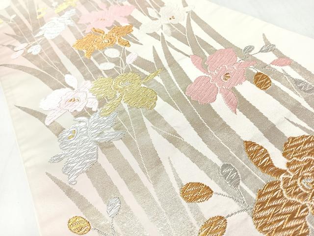 平和屋着物◎六通柄袋帯 唐織 草花文 金銀糸 正絹 逸品 CABM8459nb