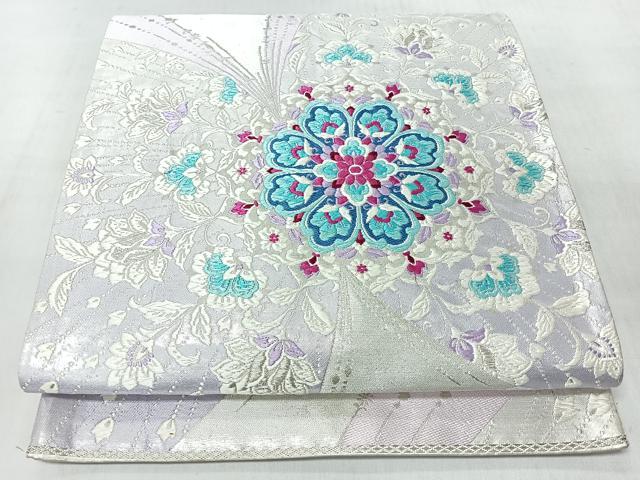 平和屋着物◎六通柄袋帯 唐織 正倉院花唐草文 銀糸 正絹 逸品 CABM8466nb