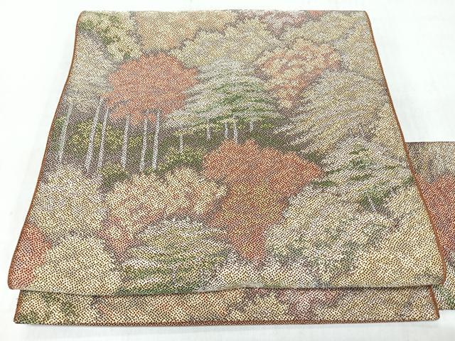 平和屋着物◎八寸名古屋帯 樹林文 正絹 逸品 CABM8484nb