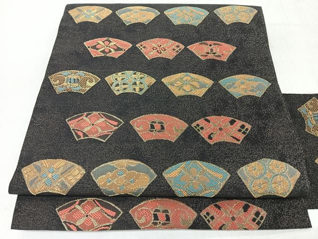 平和屋着物◎八寸名古屋帯 地紙吉祥文 金糸 正絹 逸品 CABM8519nb