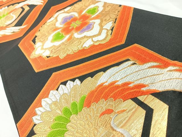 平和屋着物◎六通柄袋帯 唐織 亀甲花鳥文 正絹 逸品 CABM8538nb