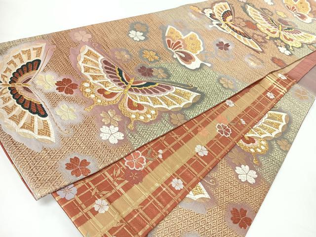 平和屋着物◎六通柄袋帯 唐織 花蝶文 金銀糸 正絹 逸品 CABM8567nb