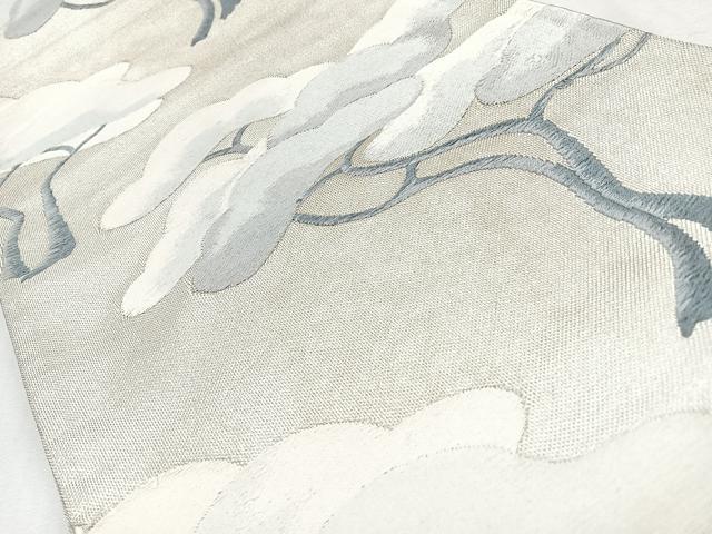 平和屋着物◎西陣 六通柄袋帯 唐織 松 銀糸 正絹 逸品 CABM8585nb