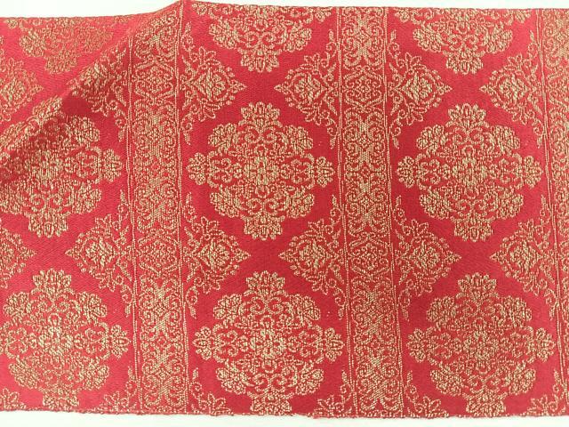 平和屋着物◎八寸名古屋帯 横段正倉院花文 金糸 正絹 逸品 CABM8601nb