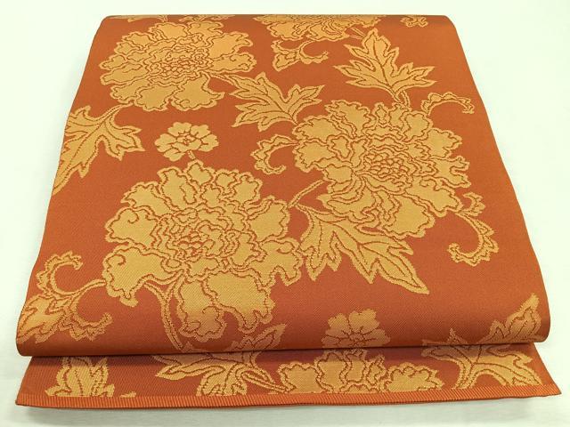 平和屋着物◎六通柄袋帯 草花文 正絹 逸品 CABM8605nb