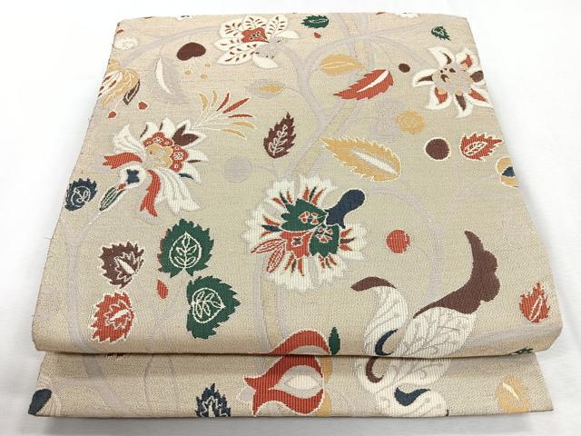 平和屋着物◎六通柄袋帯 草花文 金糸 正絹 逸品 CABM8619nb