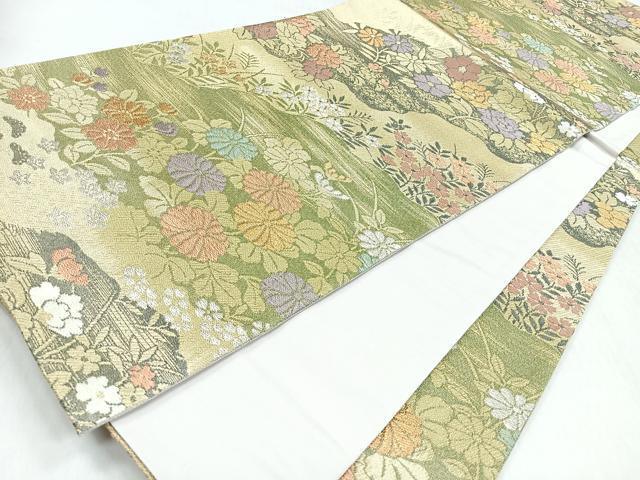 平和屋着物◎六通柄袋帯 雅きら々 道長草花文 金銀糸 正絹 逸品 CABM8623nb