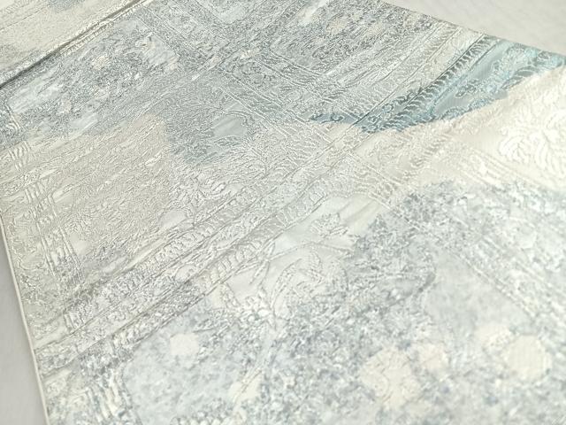 平和屋着物◎六通柄袋帯 花唐草文 銀糸 正絹 逸品 CABM8652nb