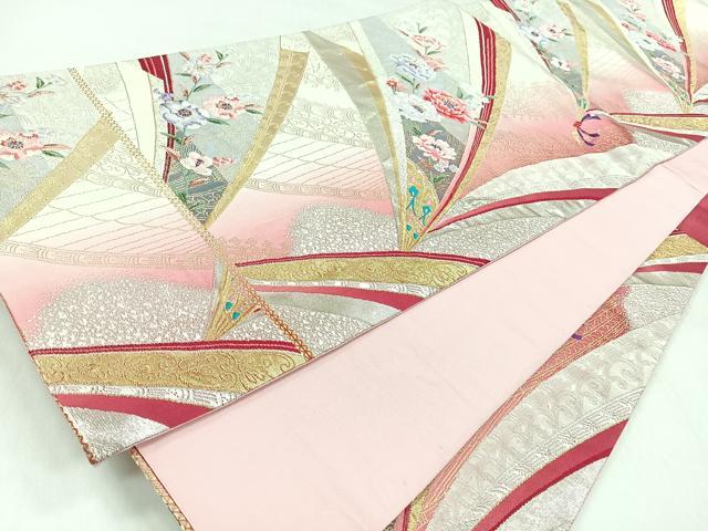 平和屋着物◎六通柄袋帯 唐織 草花文 金銀糸 正絹 逸品 CABM8658nb