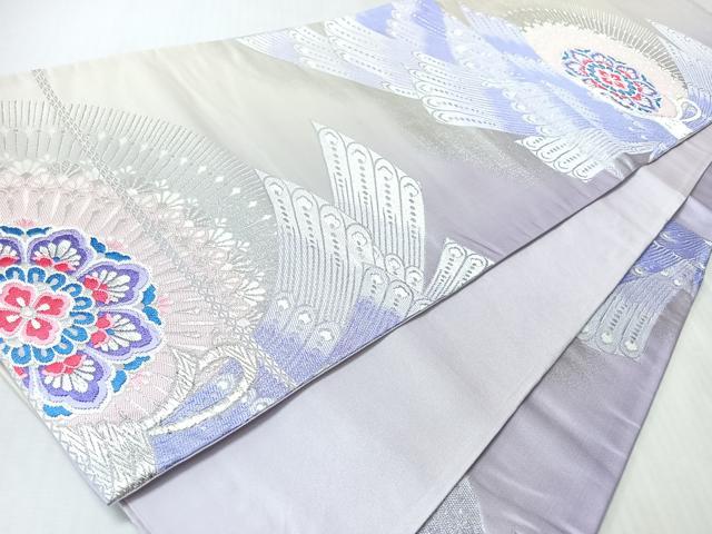 平和屋着物◎六通柄袋帯 唐織 束ね熨斗正倉院花文 銀糸 正絹 逸品 未使用 CABM8679nb