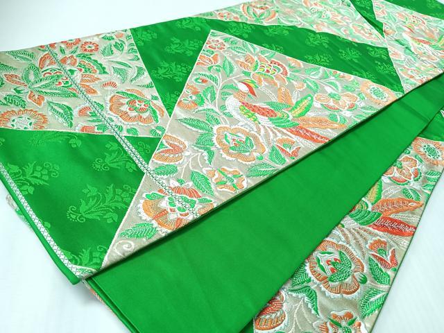 平和屋着物◎六通柄袋帯 花鳥文 銀糸 正絹 逸品 CABM8680nb