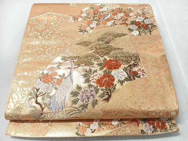 平和屋着物◎六通柄袋帯 唐織 花地紙屏風紋 金糸 正絹 逸品 CABM8694nb