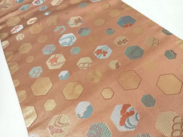 平和屋着物◎九寸名古屋帯 流水草花文 金糸 正絹 逸品 CABM8697nb