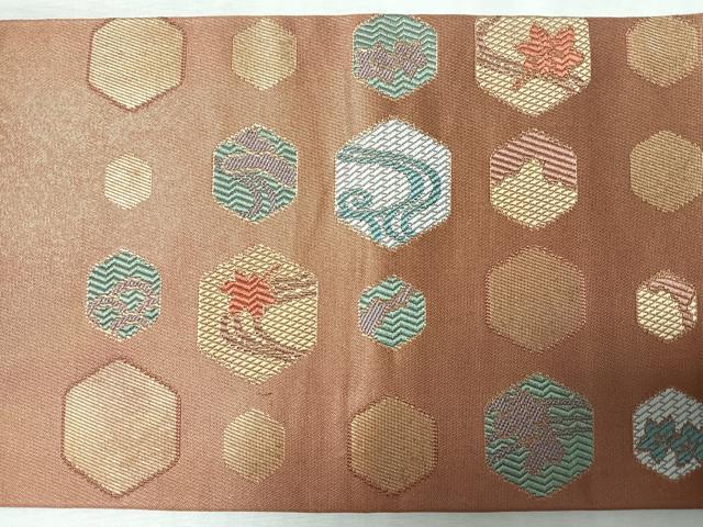 平和屋着物◎九寸名古屋帯 流水草花文 金糸 正絹 逸品 CABM8697nb