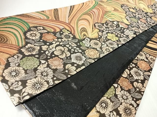 平和屋着物◎六通柄袋帯 高雅 草花文 金銀糸 正絹 逸品 CABM8701nb