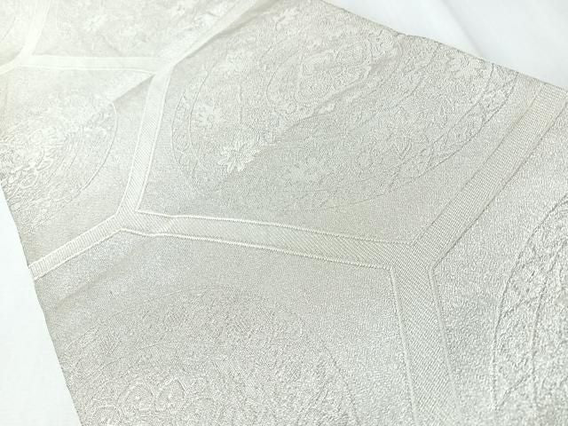 平和屋着物◎全通柄袋帯 亀甲更紗花文 銀糸 正絹 逸品 CABM8703nb