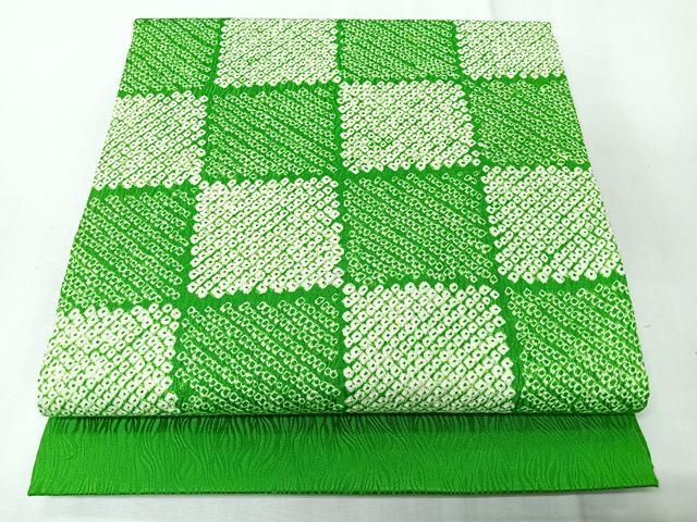 平和屋着物◎九寸開き名古屋帯 絞り 市松文様 正絹 逸品 CABM8705nb