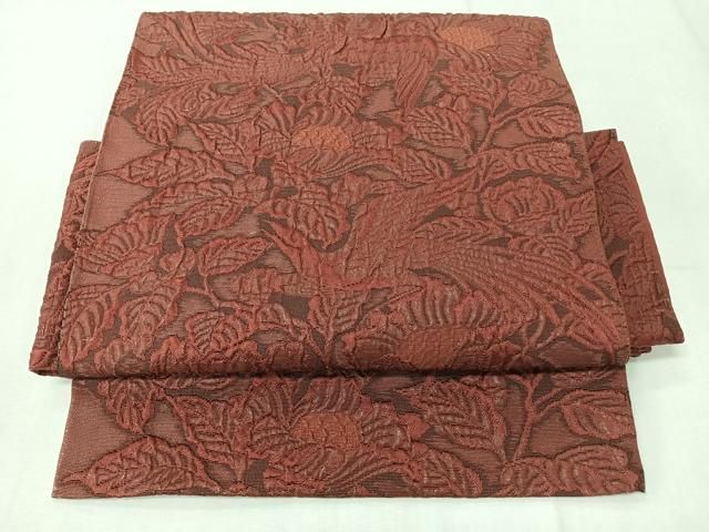 平和屋着物◎つけ帯 ふくれ織 草花文 正絹 逸品 CABM8706nb