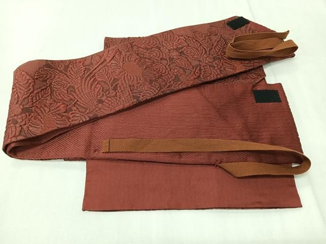 平和屋着物◎つけ帯 ふくれ織 草花文 正絹 逸品 CABM8706nb