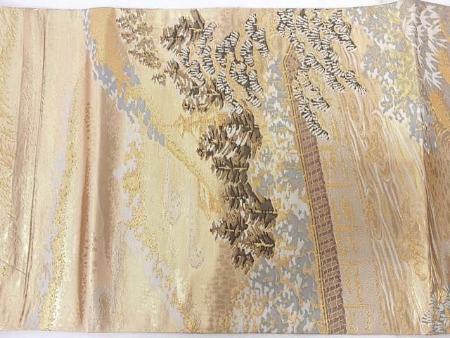 平和屋着物◎九寸名古屋帯 風景文 金糸 正絹 逸品 CABM8710nb