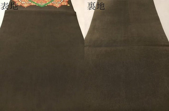 平和屋着物●塩瀬 九寸名古屋帯 花唐草菱文 黒地 金彩 正絹 逸品 CABM8803vp