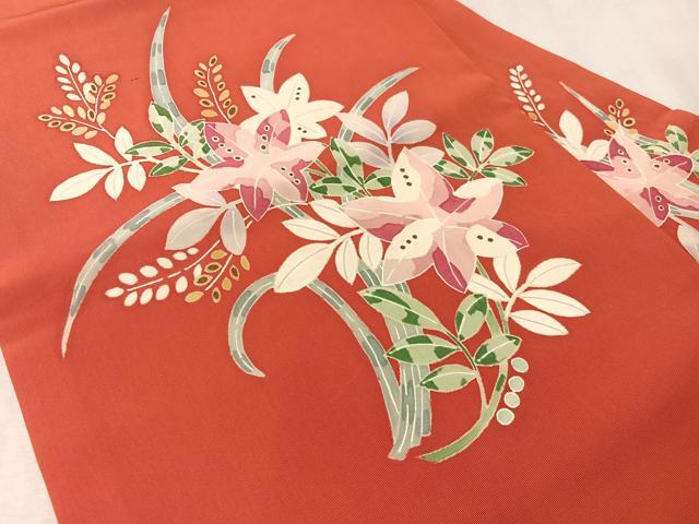 平和屋着物●塩瀬 九寸名古屋帯 草花文 正絹 逸品 CABM8806vp
