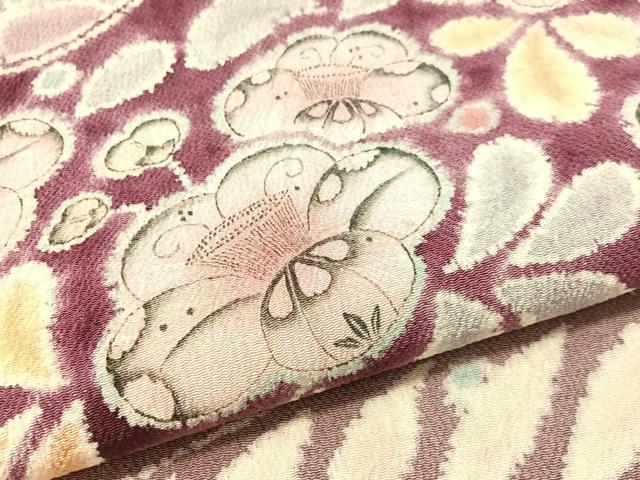 平和屋着物●九寸名古屋帯 作家物 手描き 絞り 辻が花 鬼しぼ縮緬 正絹 逸品 CABM8812vp