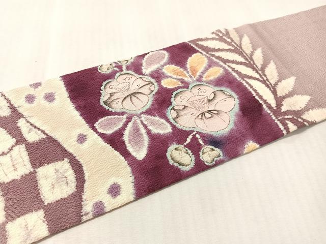 平和屋着物●九寸名古屋帯 作家物 手描き 絞り 辻が花 鬼しぼ縮緬 正絹 逸品 CABM8812vp