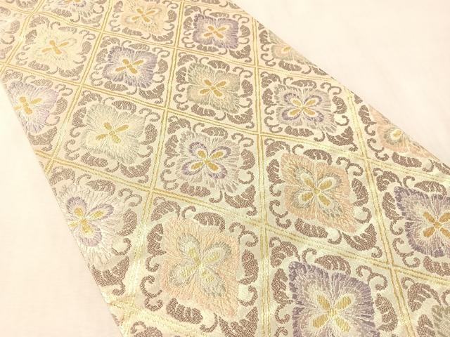 平和屋着物●六通柄袋帯 唐織 花菱文 金糸 正絹 逸品 CABM8849vp