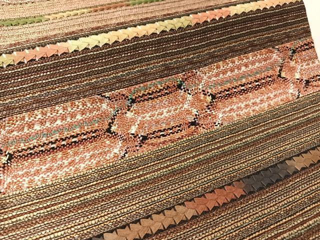 平和屋着物●六通柄袋帯 リボン織 横段文 金銀糸 正絹 逸品 CABM8851vp