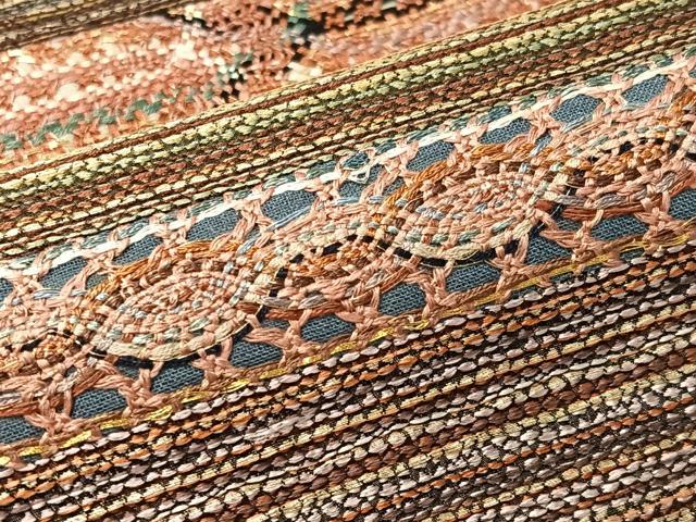 平和屋着物●六通柄袋帯 リボン織 横段文 金銀糸 正絹 逸品 CABM8851vp