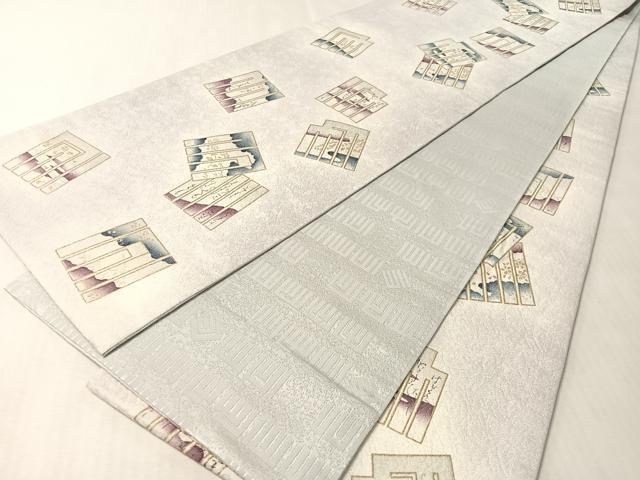 平和屋着物●全通柄袋帯 源氏香 金彩 銀通し地 やまと誂製 正絹 逸品 未使用 CABM8853vp