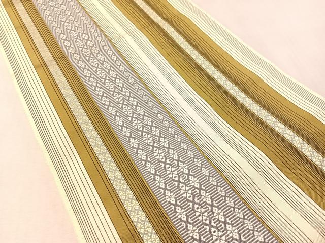 平和屋着物●博多織人 黒木織物 本場筑前博多帯 両面 全通柄袋帯 博多間道 博多金ラベル 金糸 証紙付き 正絹 逸品 未使用 CABM8861vp