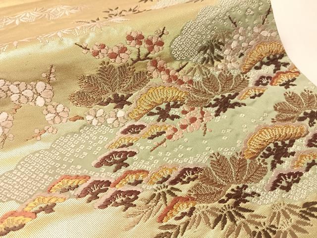 平和屋着物●西陣の名門 加納幸謹製 六通柄袋帯 唐織 能花譜 金糸 正絹 逸品 CABM8888vp