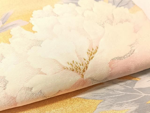 平和屋着物●爪掻き本綴れ 太鼓柄袋帯 牡丹 金銀糸 正絹 逸品 CABM8889vp