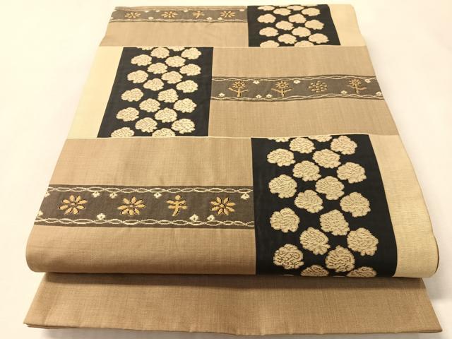 平和屋着物●名門木屋太 今河織物 六通柄袋帯 横段吉祥花文 正絹 逸品 CABM8894vp